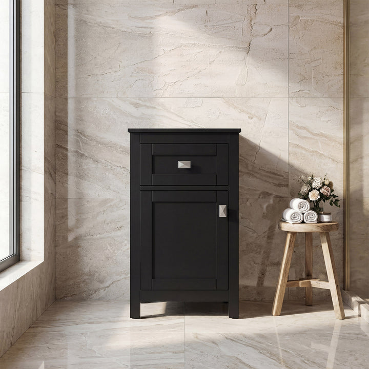 18 Inch Wide Bathroom Storage Freedstanding Cabinet In Black Black Finish - KITCHEN & BATH by Joshua Marshal