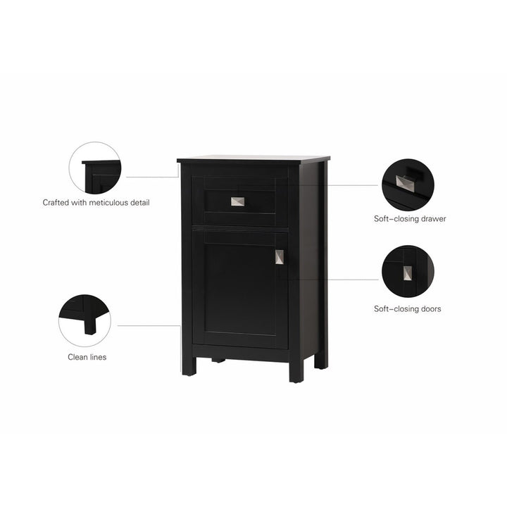 18 Inch Wide Bathroom Storage Freedstanding Cabinet In Black - View 6 - Joshua Marshal