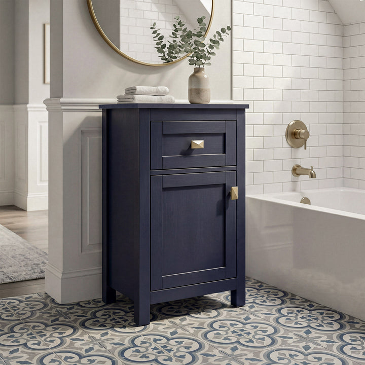 18 Inch Wide Bathroom Storage Freedstanding Cabinet In Blue Blue Finish - KITCHEN & BATH by Joshua Marshal