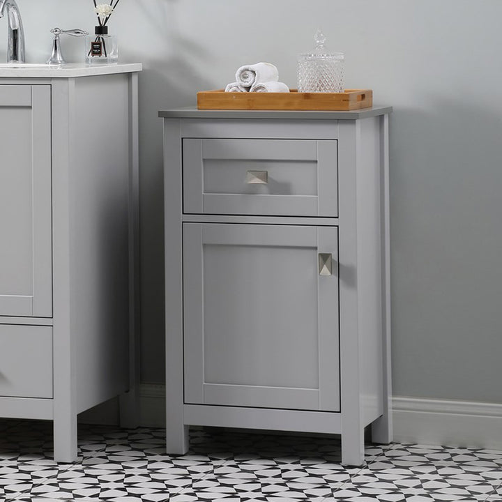 18 Inch Wide Bathroom Storage Freedstanding Cabinet In Grey Grey Finish - KITCHEN & BATH by Joshua Marshal