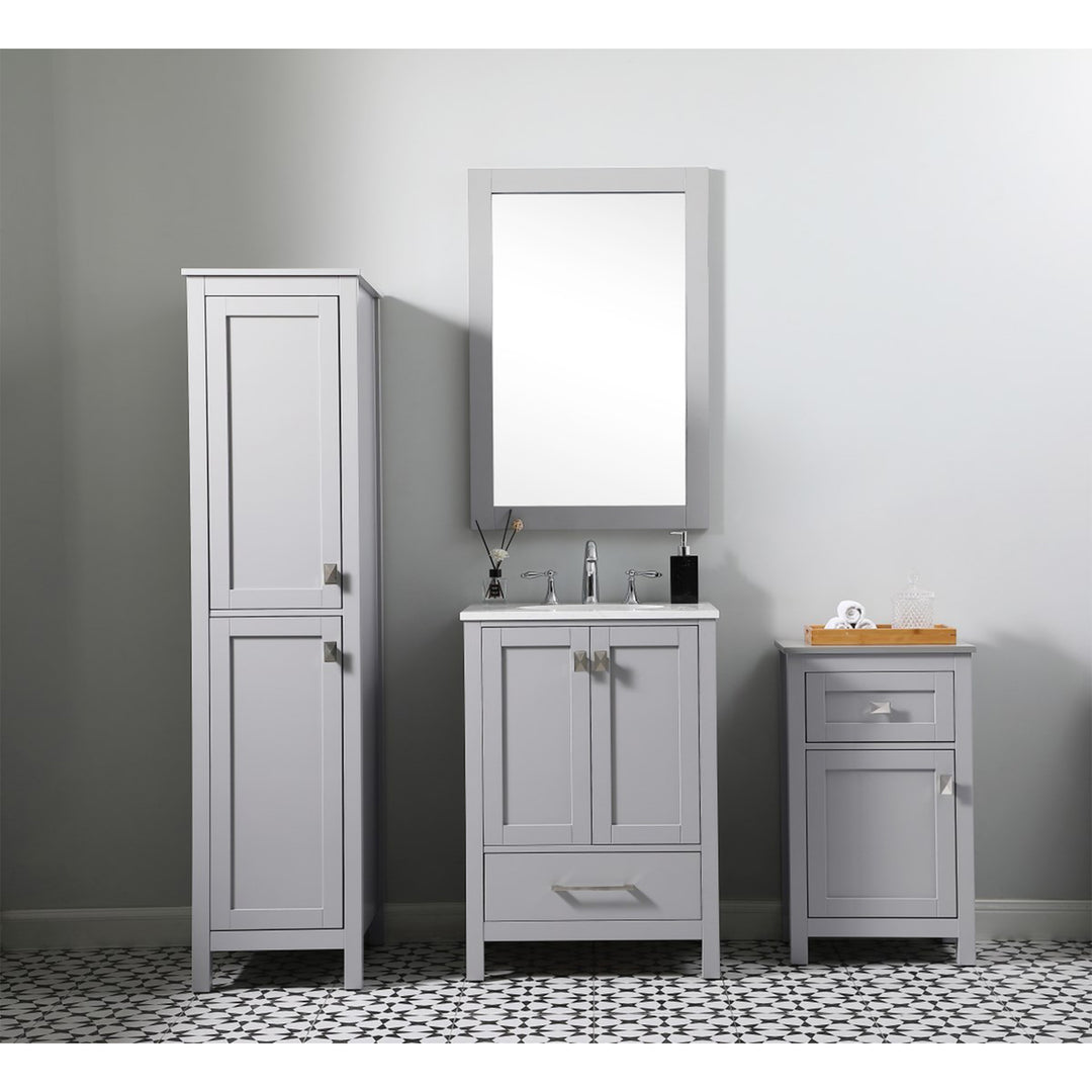 18 Inch Wide Bathroom Storage Freedstanding Cabinet In Grey - View 2 - Joshua Marshal