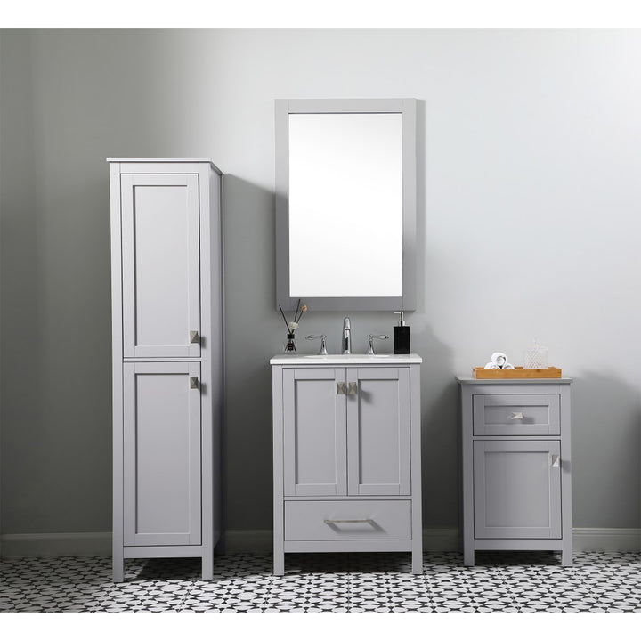 18 Inch Wide Bathroom Storage Freedstanding Cabinet In Grey - View 2 - Joshua Marshal