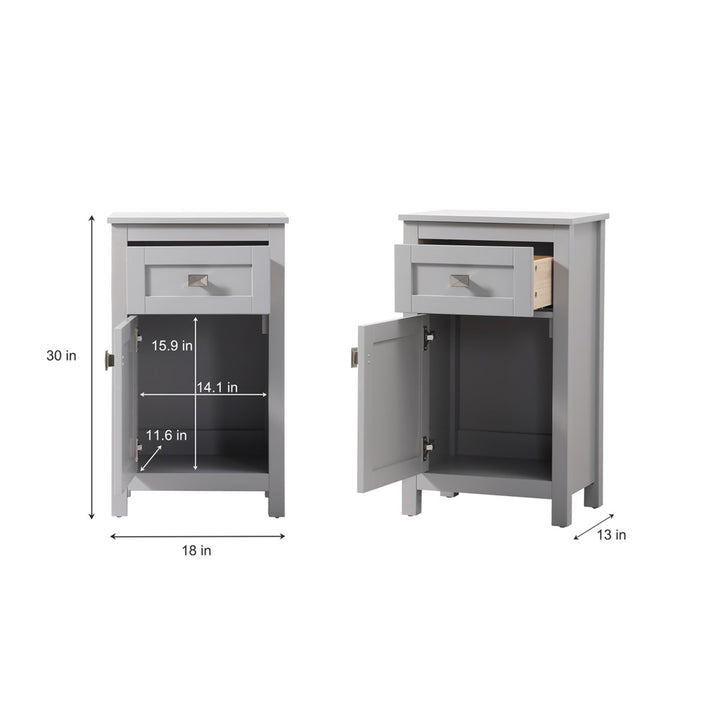 18 Inch Wide Bathroom Storage Freedstanding Cabinet In Grey - View 5 - Joshua Marshal