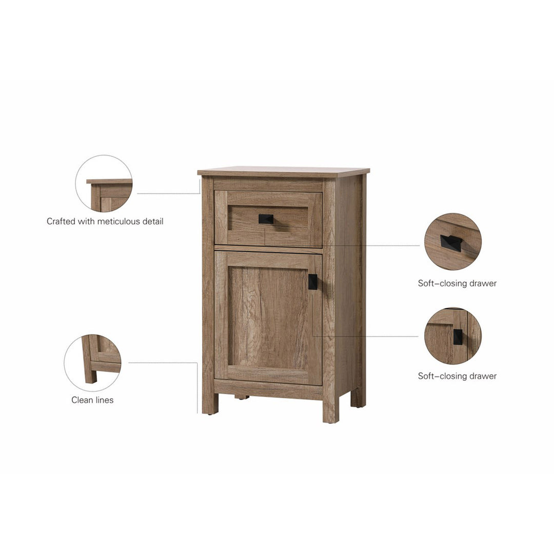 18 Inch Wide Bathroom Storage Freedstanding Cabinet In Natural Oak - View 6 - Joshua Marshal