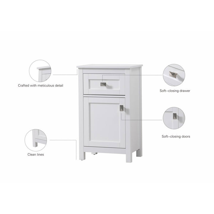 18 Inch Wide Bathroom Storage Freedstanding Cabinet In White - View 6 - Joshua Marshal