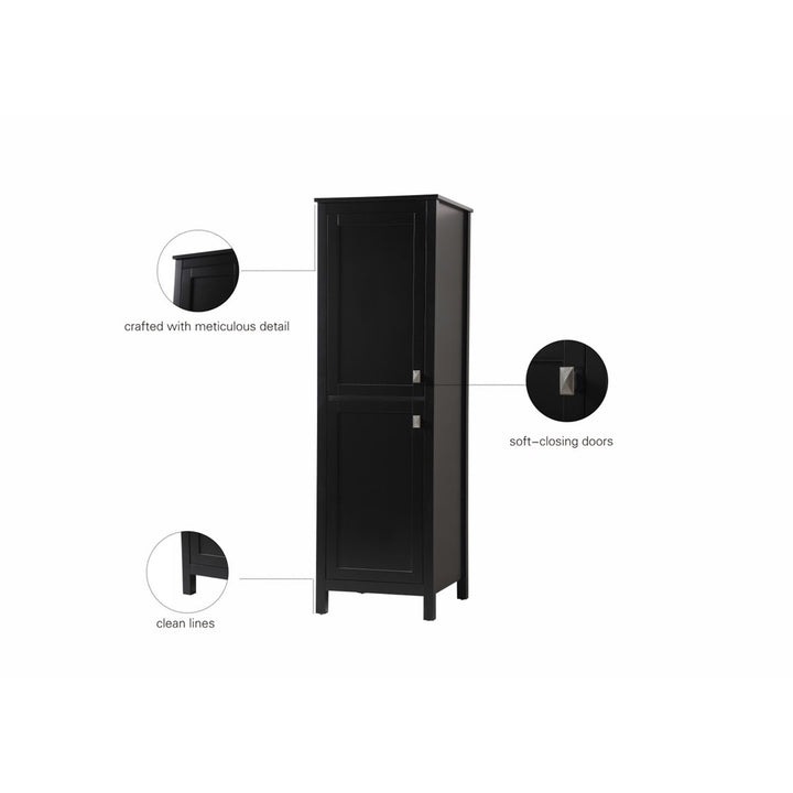 20 Inch Wide Bathroom Linen Storage Freestanding Cabinet In Black - View 4 - Joshua Marshal