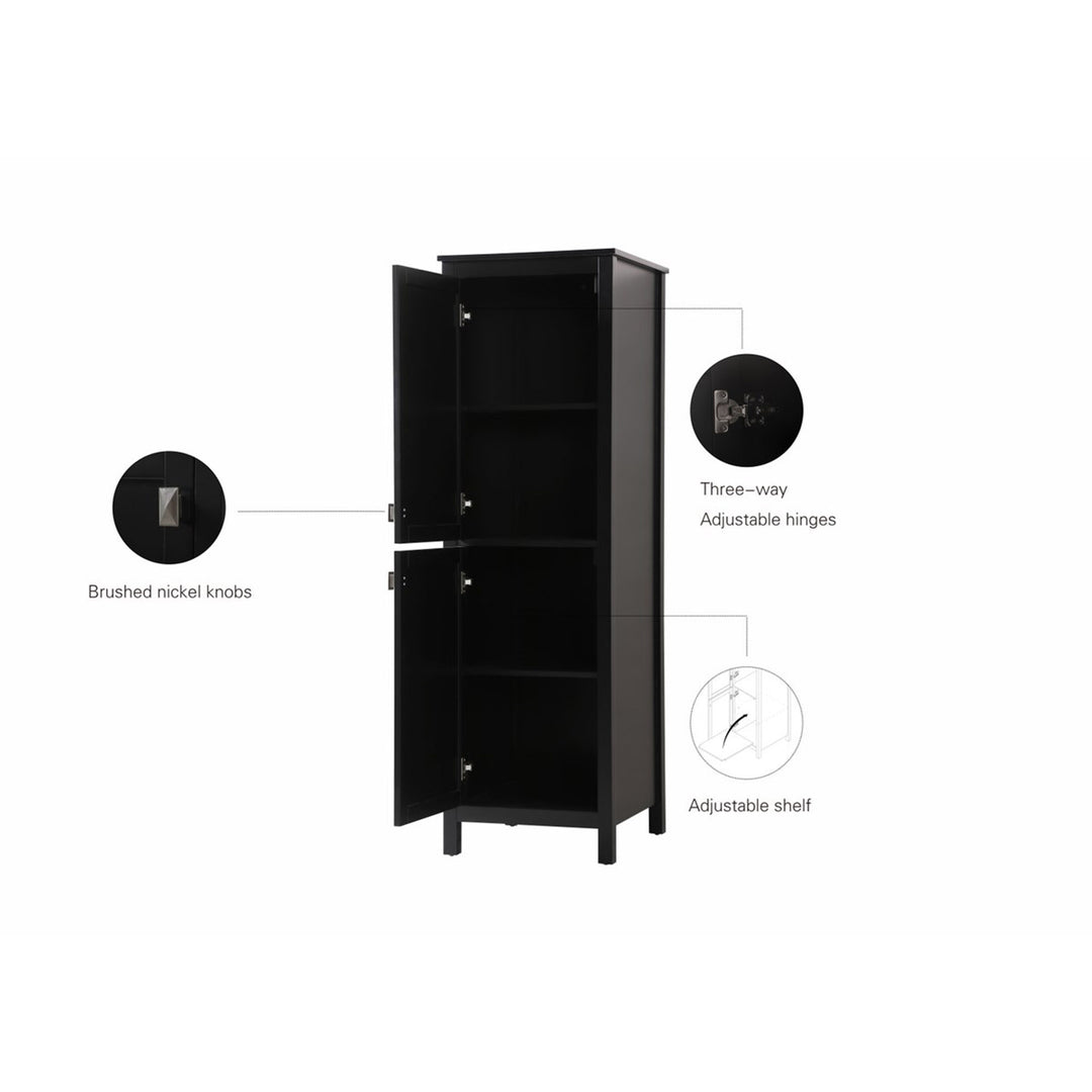 20 Inch Wide Bathroom Linen Storage Freestanding Cabinet In Black - View 5 - Joshua Marshal