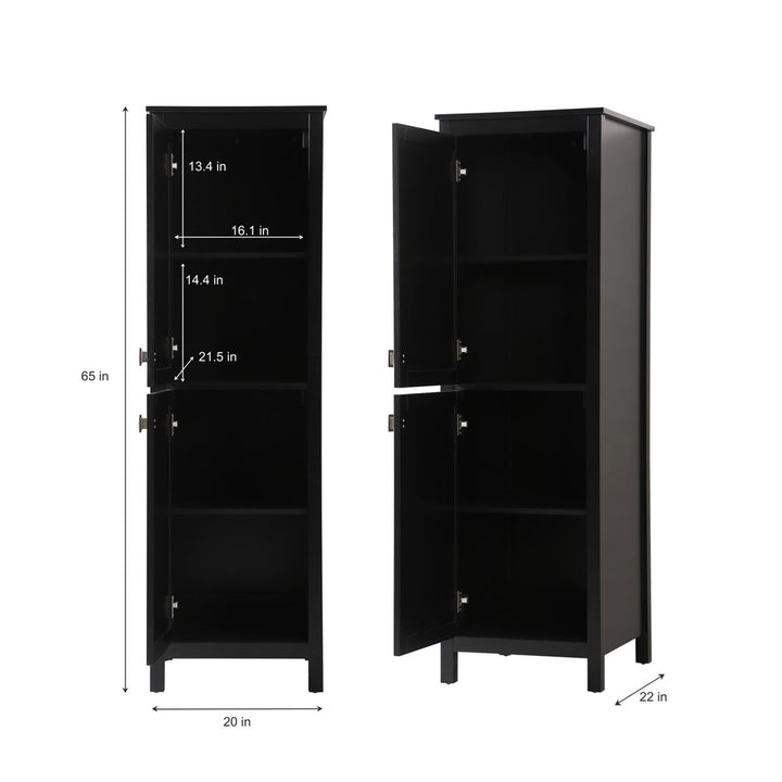 20 Inch Wide Bathroom Linen Storage Freestanding Cabinet In Black - View 6 - Joshua Marshal