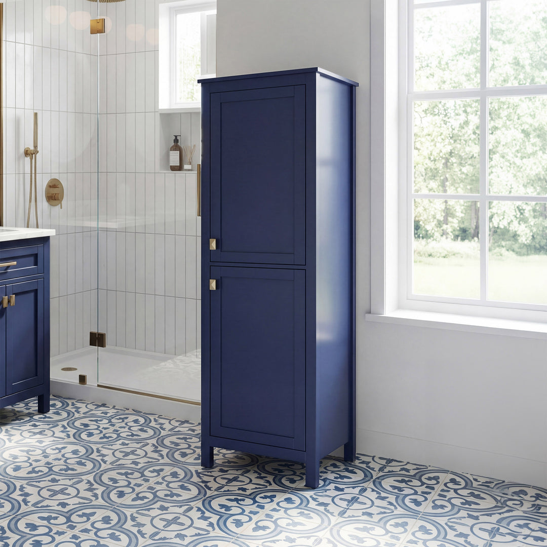 20 Inch Wide Bathroom Linen Storage Freestanding Cabinet In Blue Blue Finish - KITCHEN & BATH by Joshua Marshal