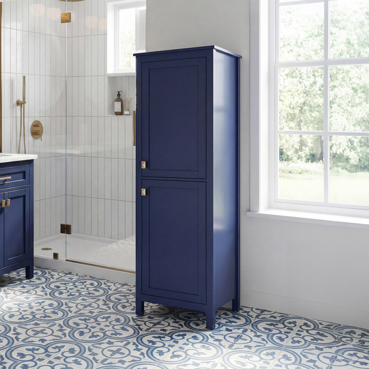 20 Inch Wide Bathroom Linen Storage Freestanding Cabinet In Blue Blue Finish - KITCHEN & BATH by Joshua Marshal