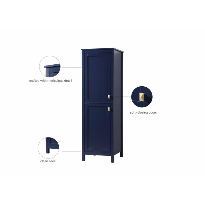 20 Inch Wide Bathroom Linen Storage Freestanding Cabinet In Blue - View 4 - Joshua Marshal