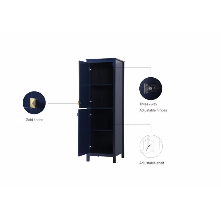 20 Inch Wide Bathroom Linen Storage Freestanding Cabinet In Blue - View 5 - Joshua Marshal