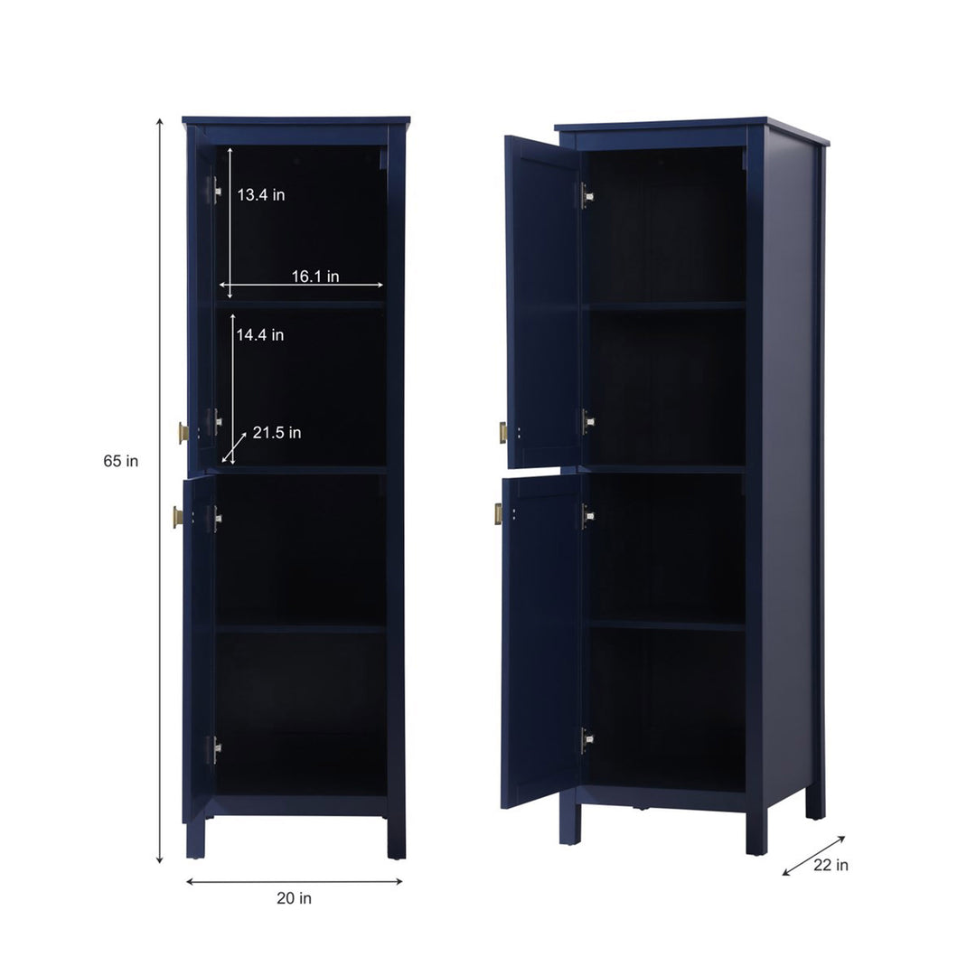 20 Inch Wide Bathroom Linen Storage Freestanding Cabinet In Blue - View 6 - Joshua Marshal