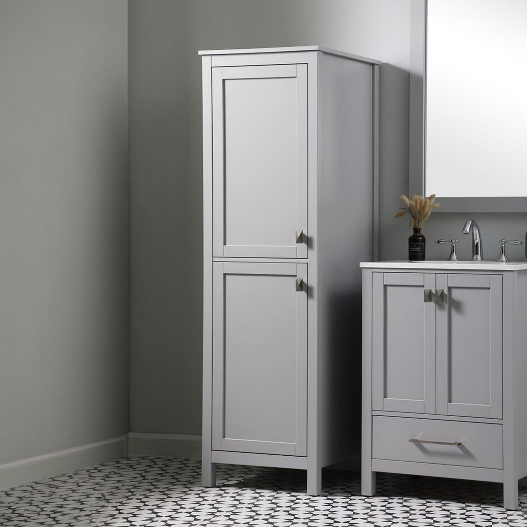 20 Inch Wide Bathroom Linen Storage Freestanding Cabinet In Grey Grey Finish - KITCHEN & BATH by Joshua Marshal