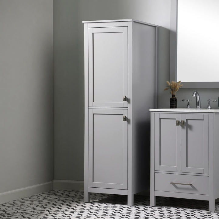 20 Inch Wide Bathroom Linen Storage Freestanding Cabinet In Grey Grey Finish - KITCHEN & BATH by Joshua Marshal
