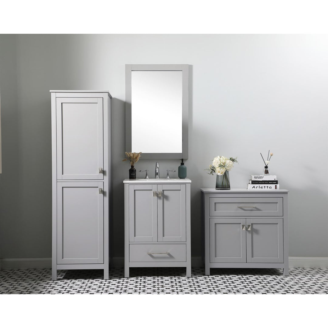 20 Inch Wide Bathroom Linen Storage Freestanding Cabinet In Grey - View 2 - Joshua Marshal