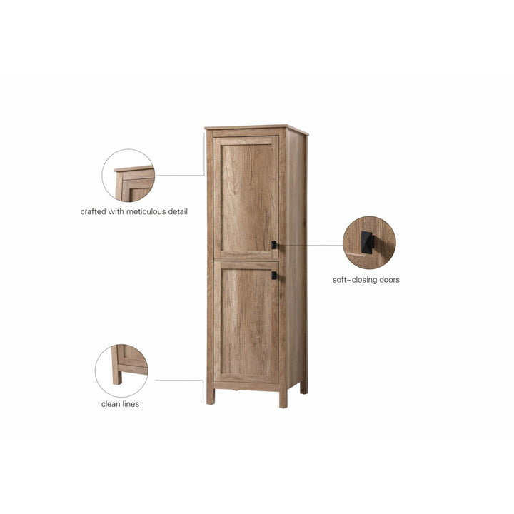 20 Inch Wide Bathroom Linen Storage Freestanding Cabinet In Natural Oak - View 4 - Joshua Marshal