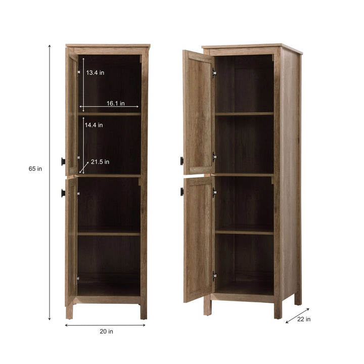 20 Inch Wide Bathroom Linen Storage Freestanding Cabinet In Natural Oak - View 5 - Joshua Marshal