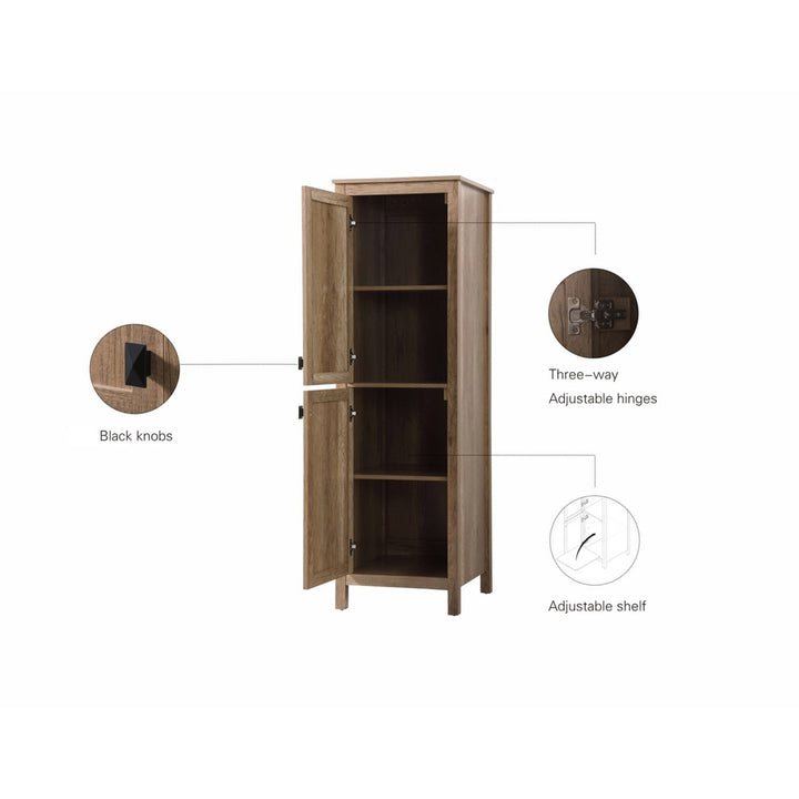 20 Inch Wide Bathroom Linen Storage Freestanding Cabinet In Natural Oak - View 6 - Joshua Marshal