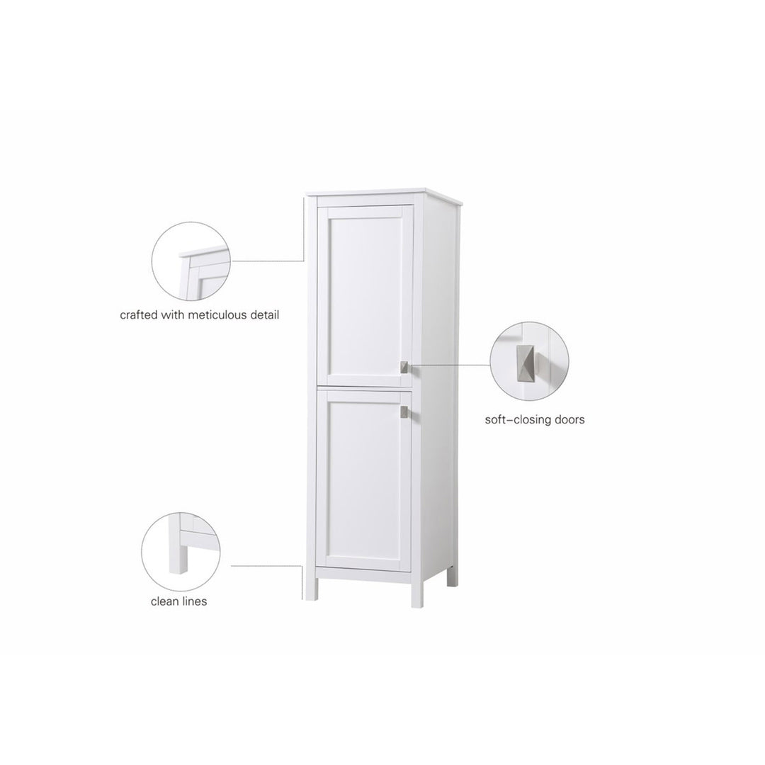 20 Inch Wide Bathroom Linen Storage Freestanding Cabinet In White - View 4 - Joshua Marshal