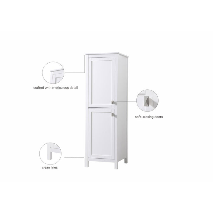20 Inch Wide Bathroom Linen Storage Freestanding Cabinet In White - View 4 - Joshua Marshal