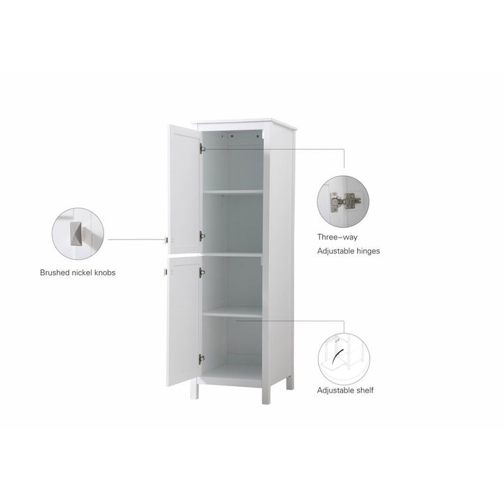 20 Inch Wide Bathroom Linen Storage Freestanding Cabinet In White - View 5 - Joshua Marshal
