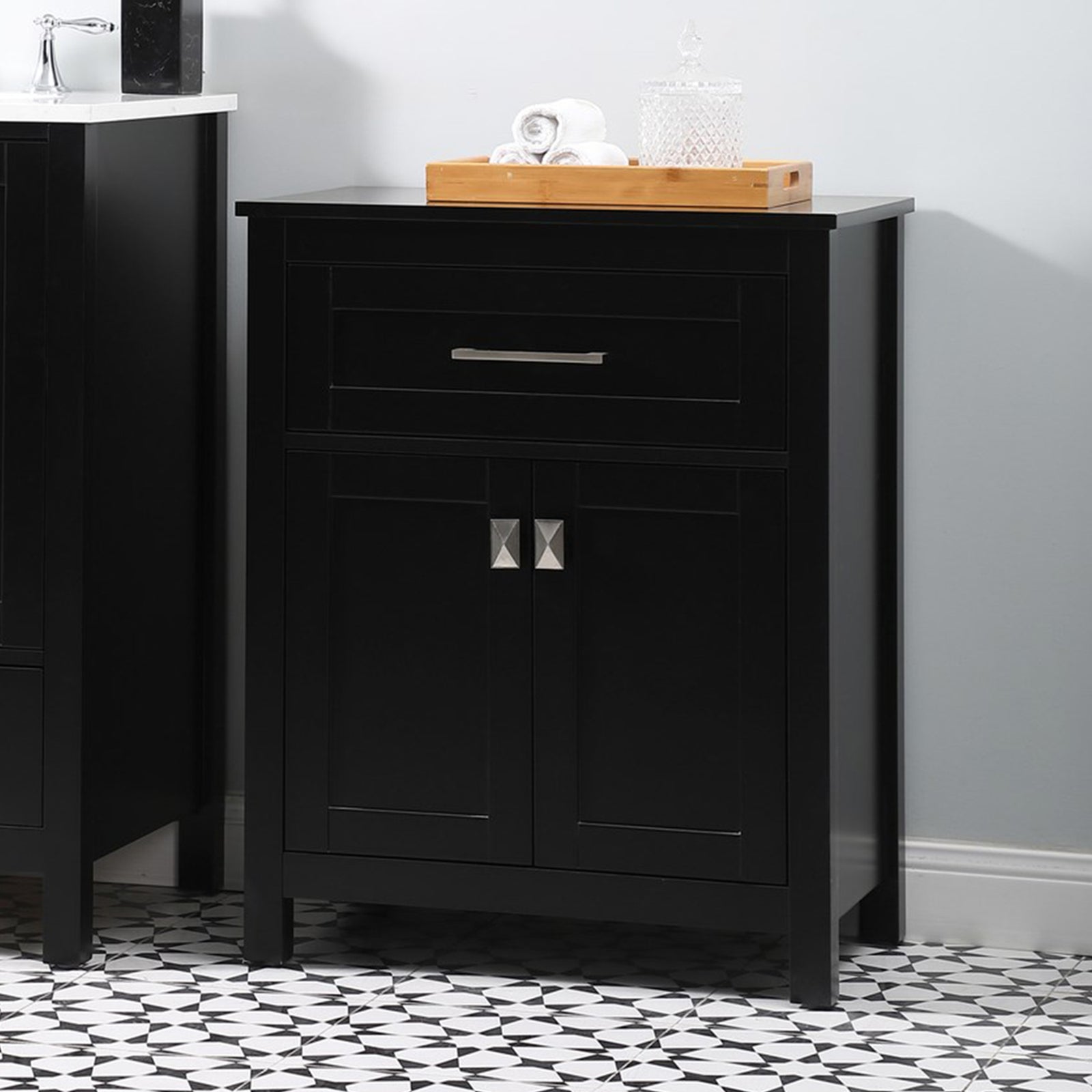 24 Inch Wide Bathroom Storage Freestanding Cabinet In Black Black Finish - KITCHEN & BATH by Joshua Marshal