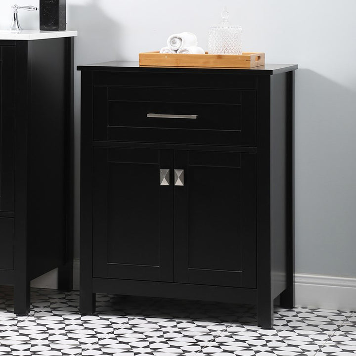 24 Inch Wide Bathroom Storage Freestanding Cabinet In Black Black Finish - KITCHEN & BATH by Joshua Marshal