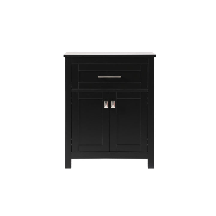 24 Inch Wide Bathroom Storage Freestanding Cabinet In Black - View 3 - Joshua Marshal