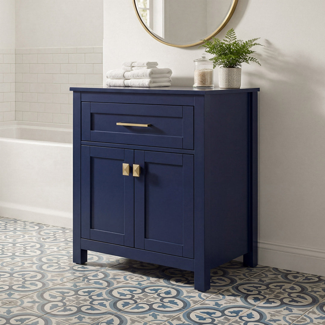 24 Inch Wide Bathroom Storage Freestanding Cabinet In Blue Blue Finish - KITCHEN & BATH by Joshua Marshal