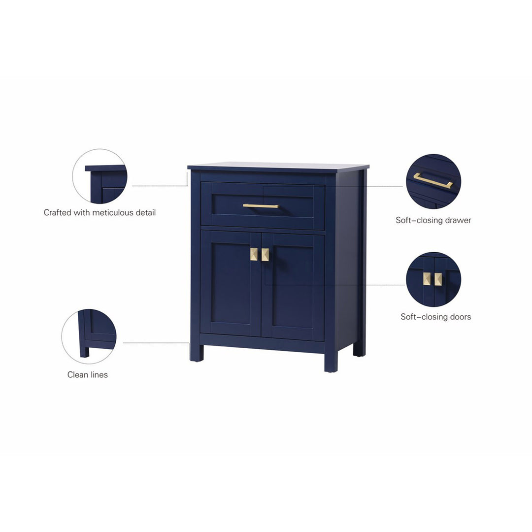 24 Inch Wide Bathroom Storage Freestanding Cabinet In Blue - View 5 - Joshua Marshal