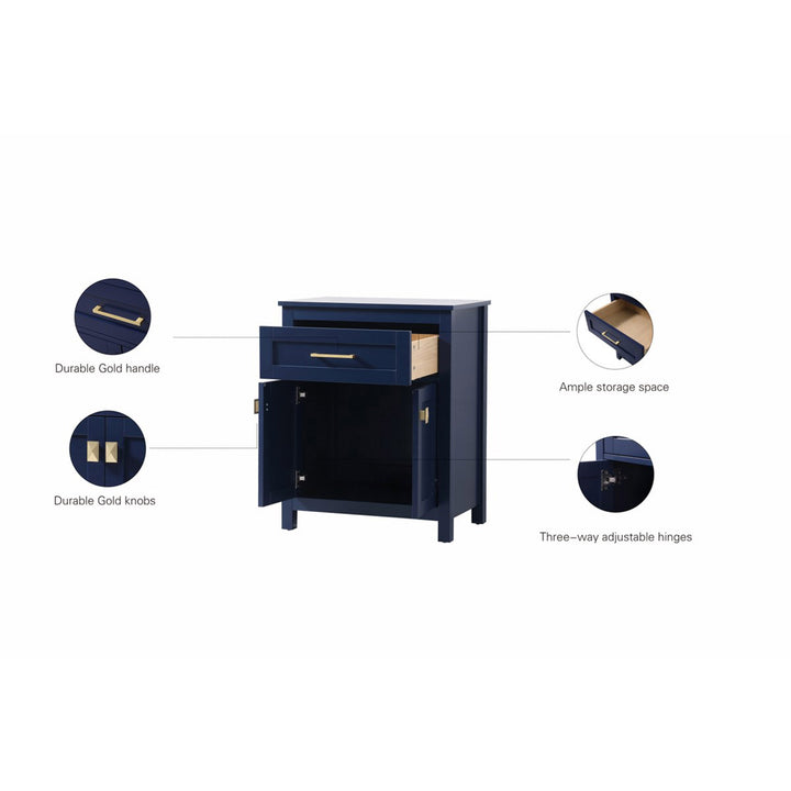 24 Inch Wide Bathroom Storage Freestanding Cabinet In Blue - View 6 - Joshua Marshal