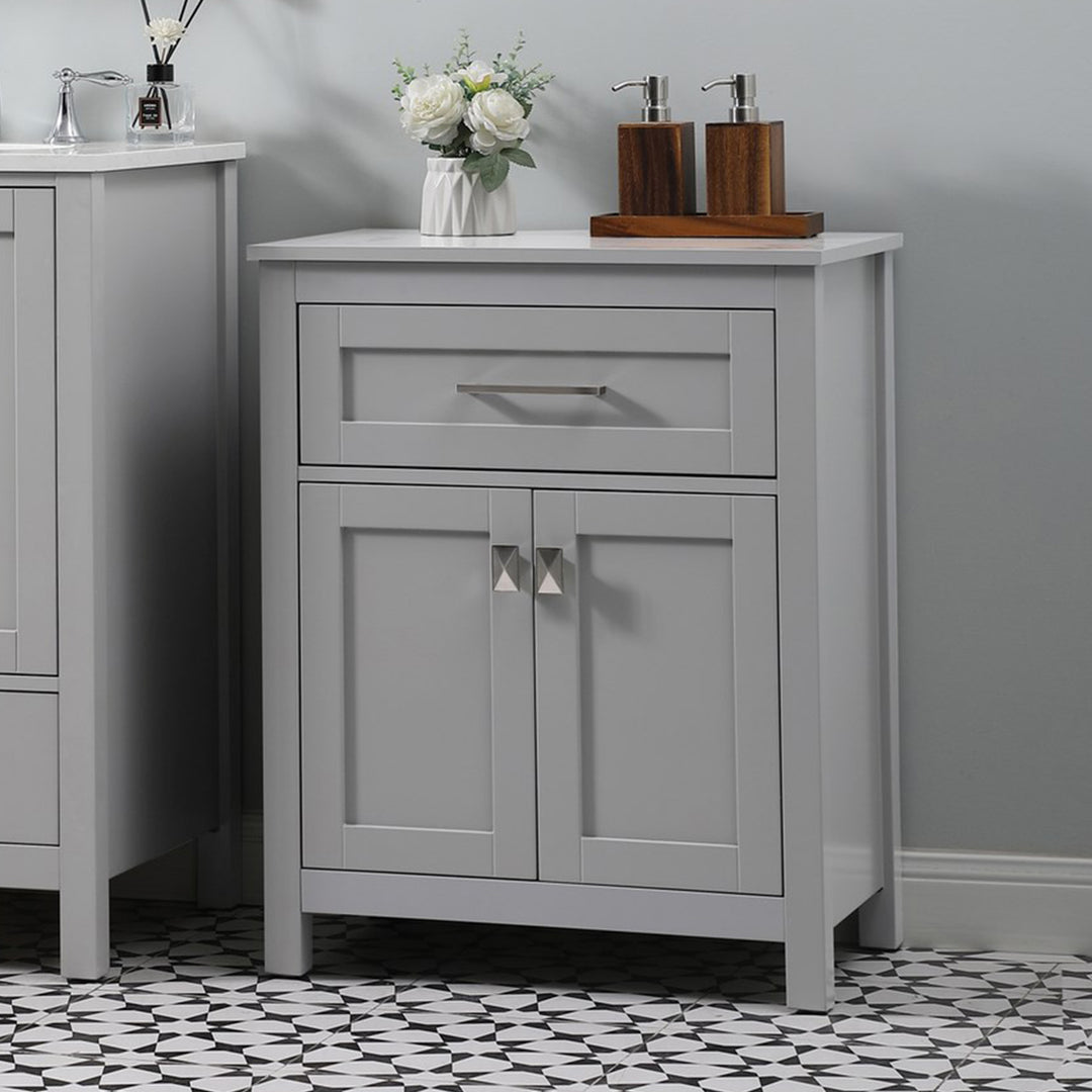 24 Inch Wide Bathroom Storage Freestanding Cabinet In Grey Grey Finish - KITCHEN & BATH by Joshua Marshal
