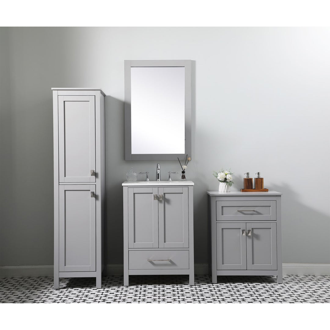 24 Inch Wide Bathroom Storage Freestanding Cabinet In Grey - View 2 - Joshua Marshal