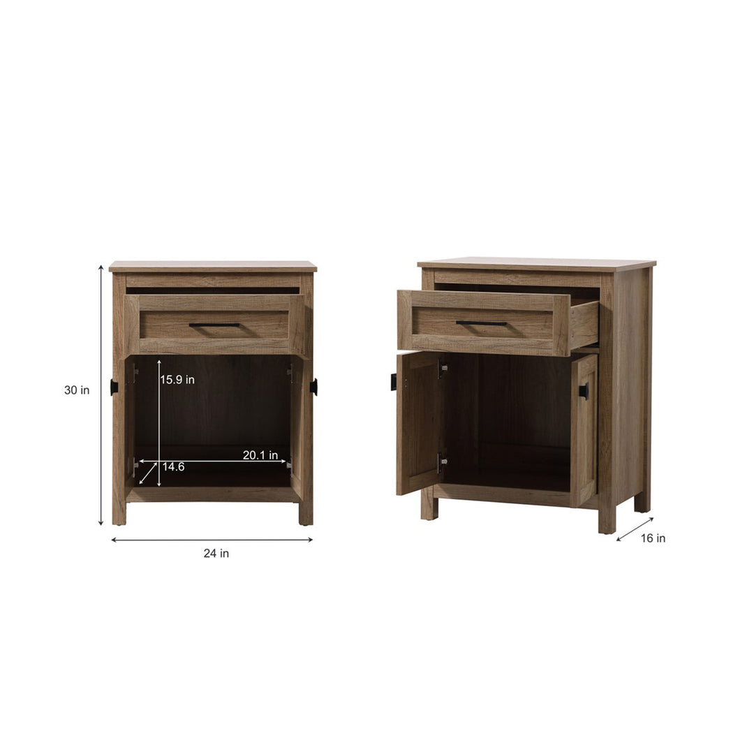 24 Inch Wide Bathroom Storage Freestanding Cabinet In Natural Oak - View 6 - Joshua Marshal