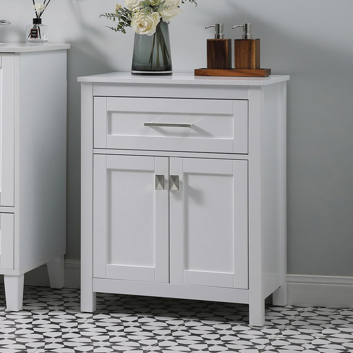 24 Inch Wide Bathroom Storage Freestanding Cabinet In White White Finish - KITCHEN & BATH by Joshua Marshal