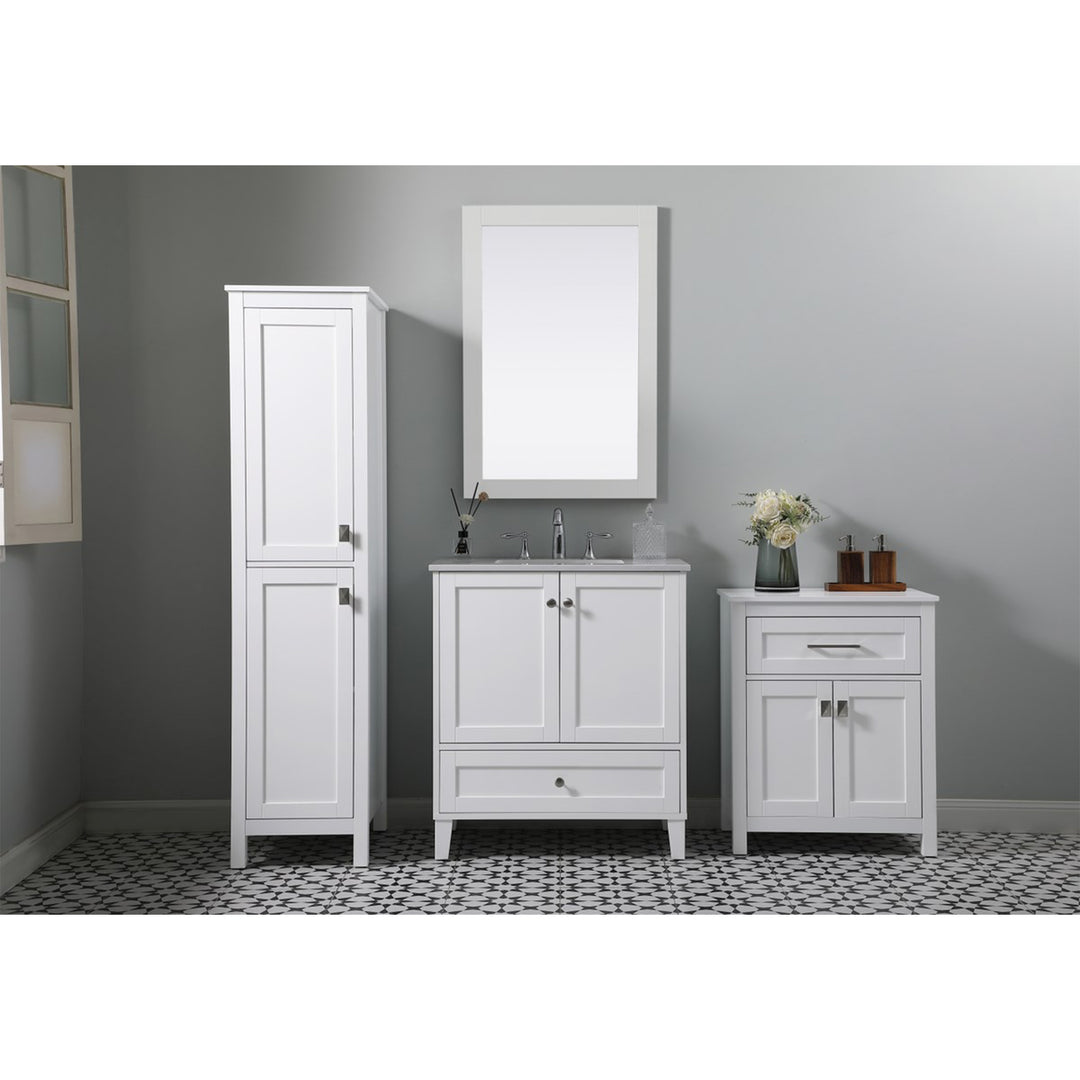 24 Inch Wide Bathroom Storage Freestanding Cabinet In White - View 2 - Joshua Marshal