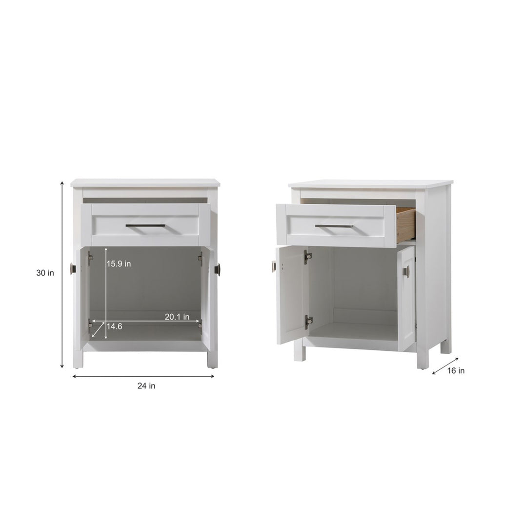 24 Inch Wide Bathroom Storage Freestanding Cabinet In White - View 6 - Joshua Marshal