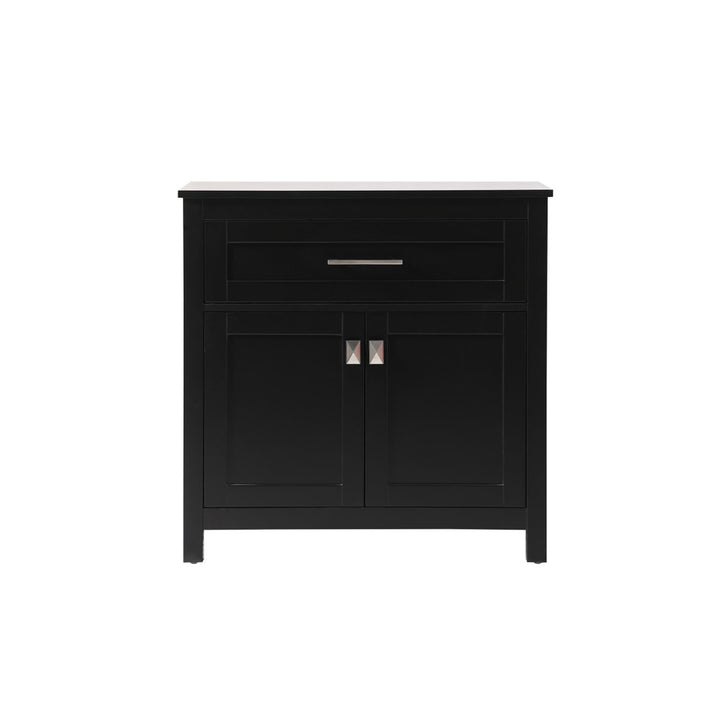 30 Inch Wide Bathroom Storage Freestanding Cabinet In Black - View 3 - Joshua Marshal