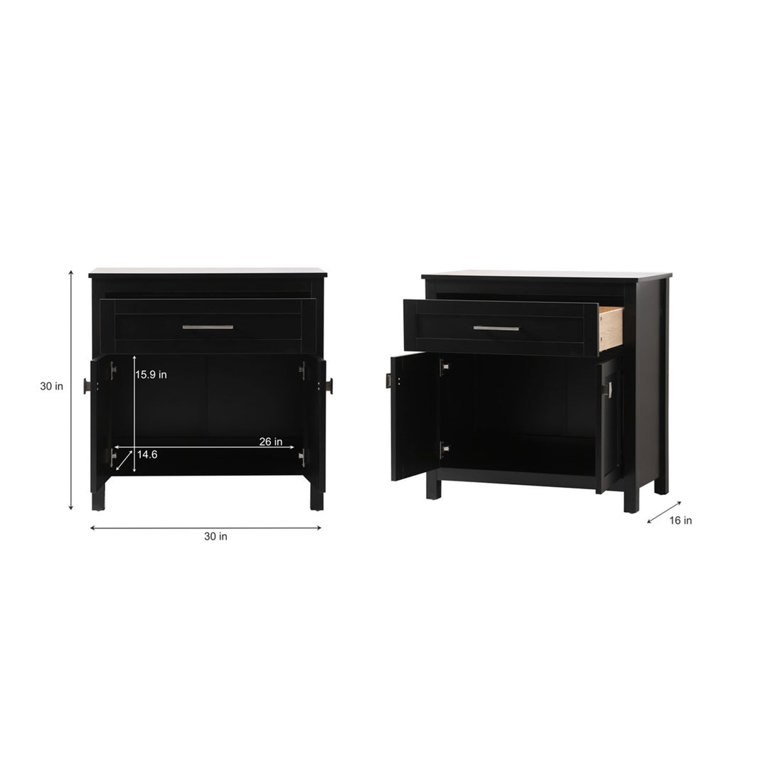 30 Inch Wide Bathroom Storage Freestanding Cabinet In Black - View 4 - Joshua Marshal
