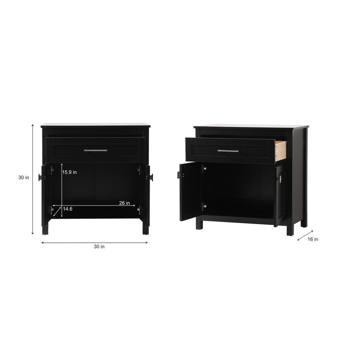 30 Inch Wide Bathroom Storage Freestanding Cabinet In Black - View 4 - Joshua Marshal