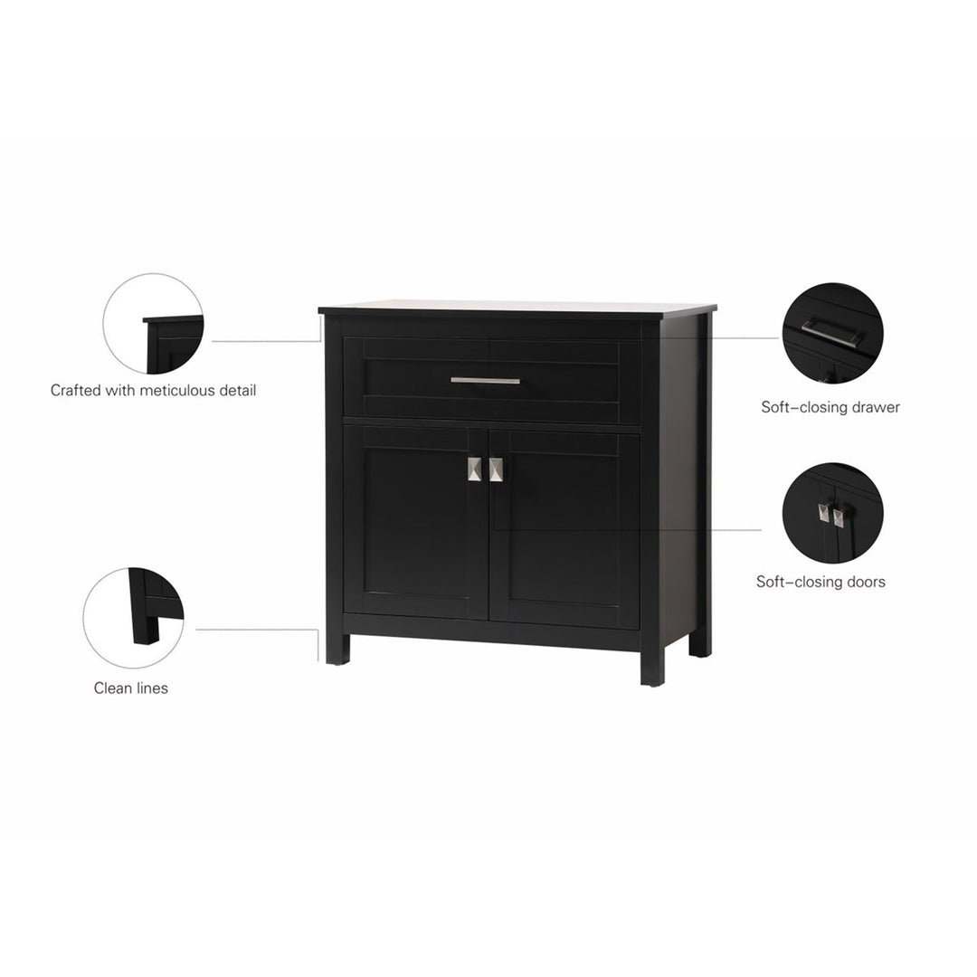 30 Inch Wide Bathroom Storage Freestanding Cabinet In Black - View 5 - Joshua Marshal