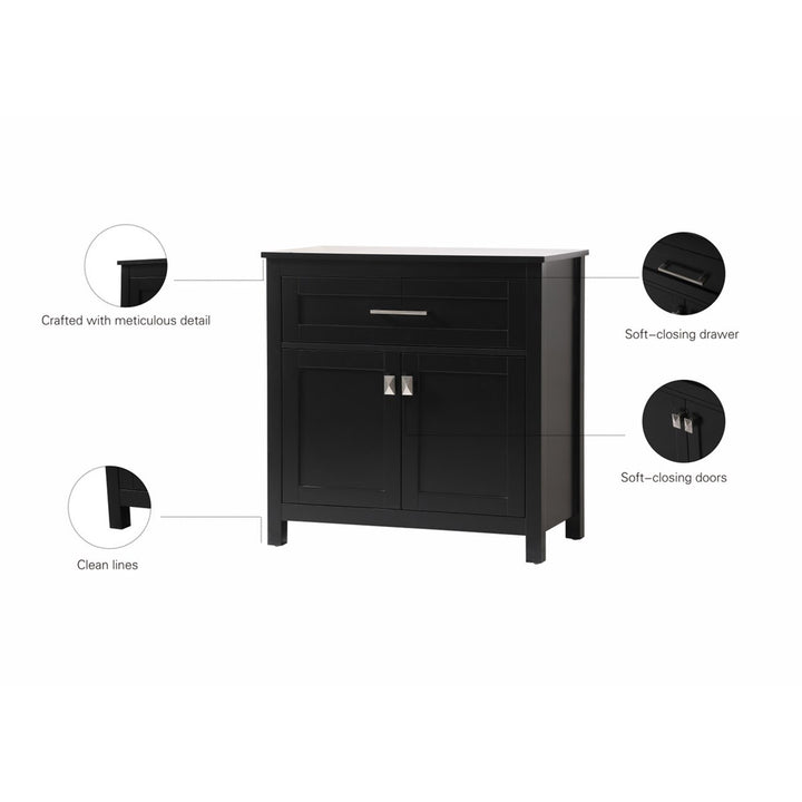 30 Inch Wide Bathroom Storage Freestanding Cabinet In Black - View 5 - Joshua Marshal
