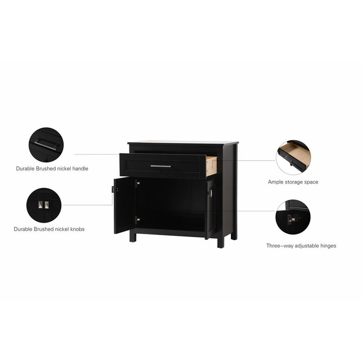 30 Inch Wide Bathroom Storage Freestanding Cabinet In Black - View 6 - Joshua Marshal