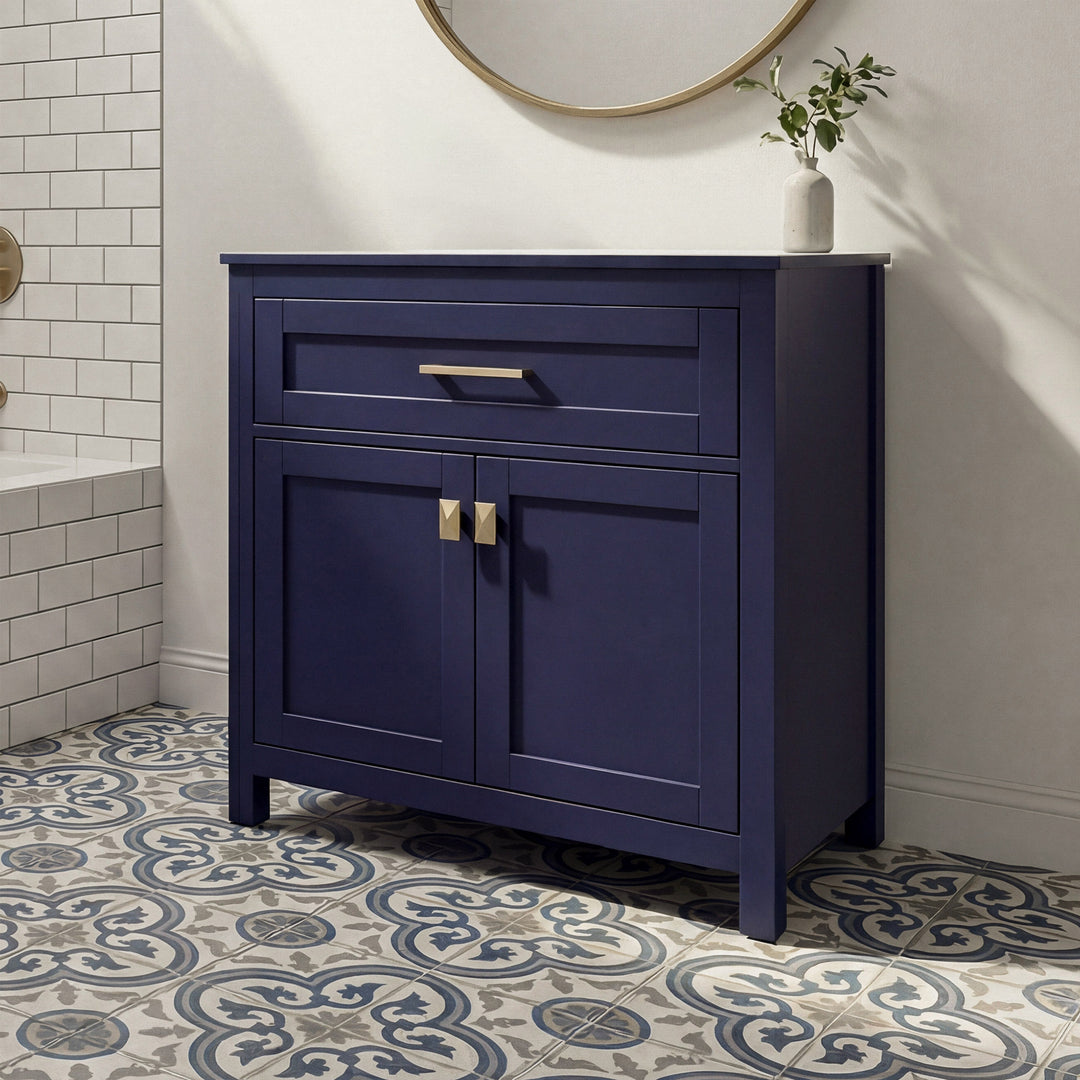 30 Inch Wide Bathroom Storage Freestanding Cabinet In Blue Blue Finish - KITCHEN & BATH by Joshua Marshal