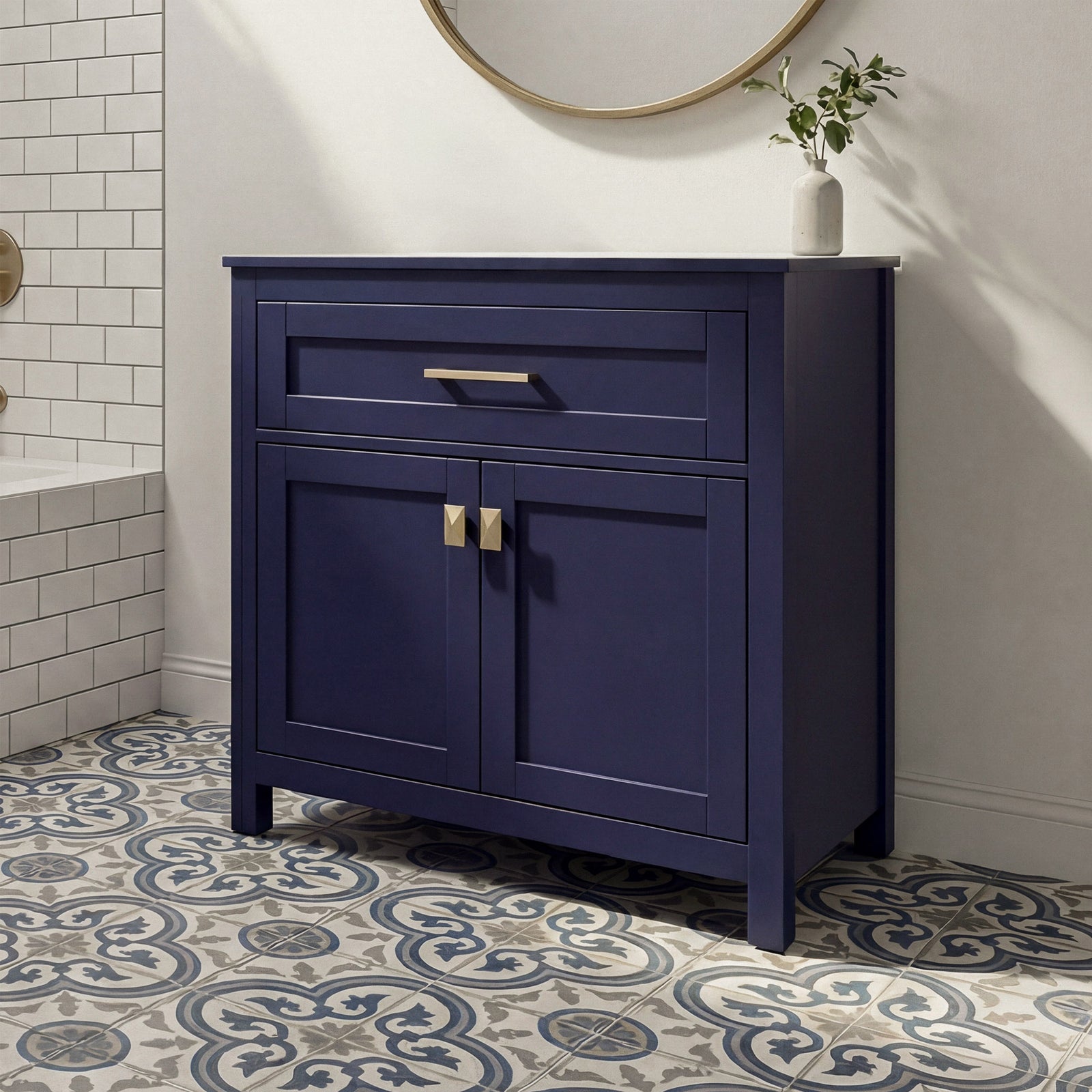 30 Inch Wide Bathroom Storage Freestanding Cabinet In Blue Blue Finish - KITCHEN & BATH by Joshua Marshal