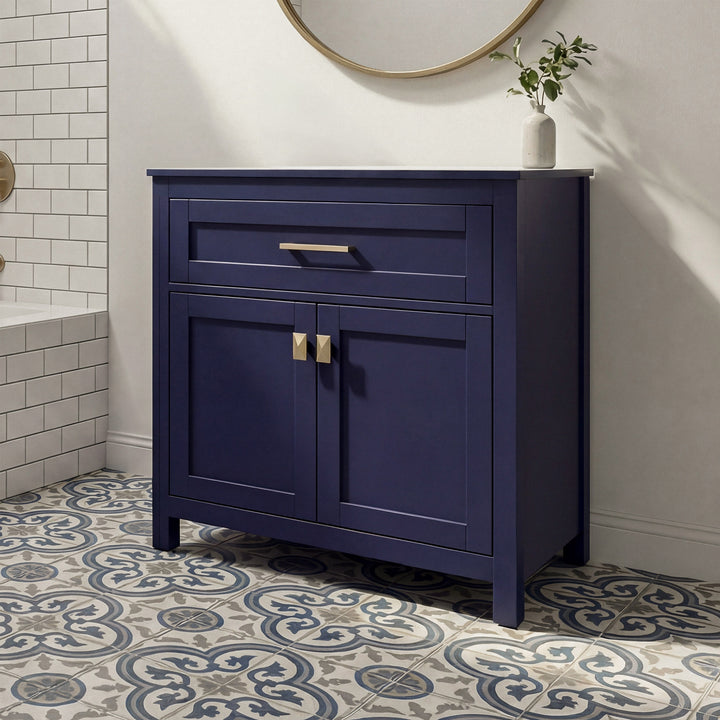30 Inch Wide Bathroom Storage Freestanding Cabinet In Blue Blue Finish - KITCHEN & BATH by Joshua Marshal