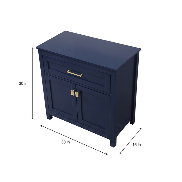 30 Inch Wide Bathroom Storage Freestanding Cabinet In Blue - View 4 - Joshua Marshal