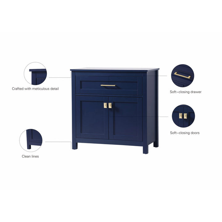 30 Inch Wide Bathroom Storage Freestanding Cabinet In Blue - View 5 - Joshua Marshal