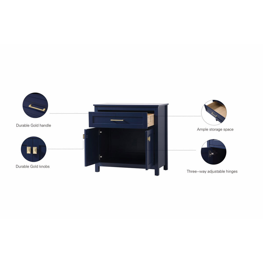30 Inch Wide Bathroom Storage Freestanding Cabinet In Blue - View 6 - Joshua Marshal